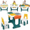 Kindertisch mit Stühle Set 5-in-1 Kinder Tisch Stuhl Spieltisch mit 2 Stühle Doppelseitiger