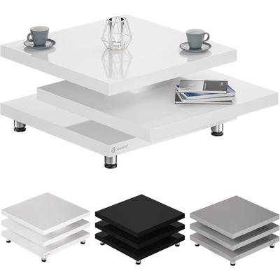 Casaria - Couchtisch Hochglanz Modern 360° Drehbare Tischplatte Höhenverstellbar mdf Image