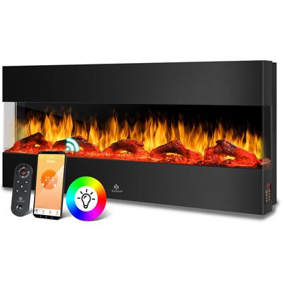 KESSER® Wandkamin Elektrokamin 3D Elektrischer Kamin mit Heizung 9 Farbmodi LED Flammeneffekt Image
