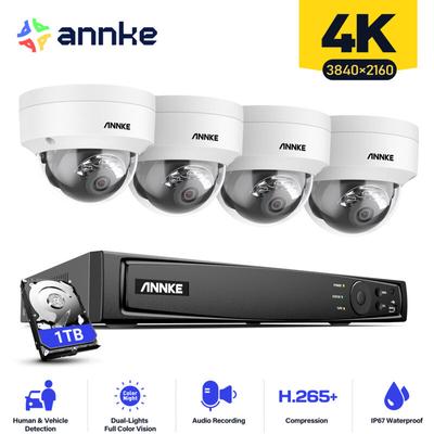 4K PoE Überwachungskamera Set,16CH nvr mit 4 Poe ip Aussen Kameras unterstützt Audioaufnahme, IP67