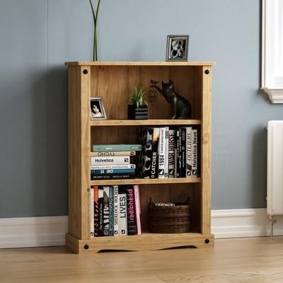 Corona 3 Tier Low Bookcase Solid Pine Shelving Storage Unit Image
