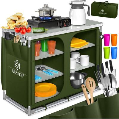 Campingschrank Campingküche mit Aluminiumgestell inkl.Tragetasche Kocherschrank für Camping