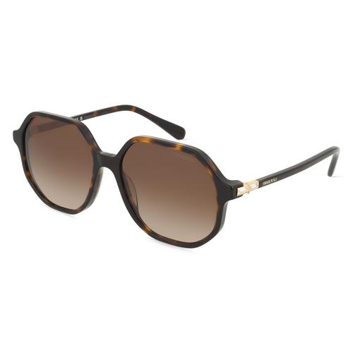 Swarovski SK6003 Damen-Sonnenbrille Vollrand Achteckig Acetat-Gestell, braun