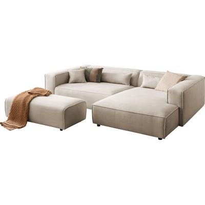 Polsterecke "PIARA XXL, L-Form mit Schlaffunktion, Big-Sofa in Cord o. Leinenoptik", beige (hellbeige), B:288cm H:66cm T:198cm, 100% Polyester, LEGER HOME BY LENA GERCKE, Sofas, Hocker stellbar zum Schlafsofa (Krokodilverbinder), tiefe Sitzfläche Image