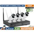 Kit Videosorveglianza Ip Wireless Wifi Nvr 4 Ch 4 Telecamere Bullet Ir-Cut 2mp Da Esterno Ip66