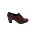 Clarks Ankle Boots: Loafers Chunky Heel Classic Brown Print Shoes - Women's Size 11 - Round Toe