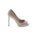 Prada Heels: Pumps Stilleto Cocktail Party Ivory Print Shoes - Women's Size 37 - Peep Toe