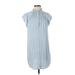Rails Casual Dress - Mini High Neck Short sleeves: Blue Print Dresses - Women's Size X-Small