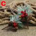 20pcs Artificial Christmas Berry And Pine Cone With Holly Branches Fake Bouquet Gift Decor Artificial Christmas Berry And Pine Cone With Holly Branches Fake Bouquet 20pcs C