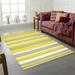 Mr. MJs Trading 6 x 9 ft. Fiesta Yellow & Gray & White Stripes Plastic Outdoor Rectangle Area Rug