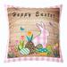 YST Happy Easter Pillow Cover 18x18 Inch Easter Bunny Cushion Cover Rustic Pink White Buffalo Plaid Throw Pillow Cover Easter Eggs Rabbit Pet Animals Decorative Square Pillow Case