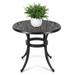 Homhougoâ€”23.6 Outdoor Patio Round Table Cast Aluminum Bistro Table For Patio Backyard Swimming Pool Indoor Companion Easy To Maintain And Weather Resistant