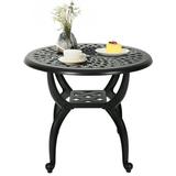 Dextrus Round Patio Bistro Table Cast Aluminum Adjustable Foot Pads Table Cast Iron Round Side Table