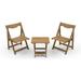 3 Piece Patio Bistro Set with Rectangular Coffee Table 2 Chairs Outdoor Wood Foldable Small Table and Chair Set