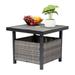 SYTHERS Outdoor Wicker Square Side Table with Umbrella Hole & Storage Space Patio Rattan End Table Coffee Bistro Table for Garden Deck Backyard Gray