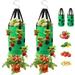 2 Pack Green Upside Down Tomato & Herb Planter Outdoor Hanging Durable Aeration Fabric Strawberry Planter Bags Green