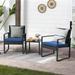 Orange-Casual 3-Piece Outdoor Furniture Set Patio Steel 2 Sitting Bistro Set with Ottomans & Soft Washable Cushions Navy blue