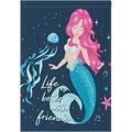 Wellsay Beautiful Pink Hair Mermaid Garden Flag 12 x 18 Inch Vertical Double Sided Welcome Yard Garden Flag Seasonal Holiday Outdoor Decorative Flag for Patio Lawn Home Decor Farmhous