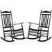 Patio Rocking Chairs Set Of 2 Wooden Porch Rocker Outdoor Furniture Indoor Black