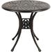 Patio Bistro Table 31â€™â€™ Round Cast Aluminum Outdoor Dining Retro Side Table with 2â€™â€™ Umbrella Hole Bronze