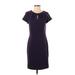 Banana Republic Factory Store Cocktail Dress - Sheath Keyhole Short sleeves: Purple Solid Dresses - Women's Size 4