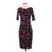 Lularoe Casual Dress - Sheath: Blue Floral Dresses - Women's Size X-Small