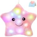 WEWILL 13 Creative Twinkle Star Glowing LED Night Light Plush Pillows Stuffed Animals Toys Birthday Christmas Holiday Valentines Gifts for Toddlers Girls(Pink)