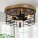 Farmhouse 3-Light Metal Cage Industrial Flush Mount Ceiling Lights - 14 D x 6.5 H