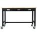 60 Workbench Wide Rolling Workbenches Adjustable Height Workshop Tool Bench Metal with Rubber Wood Top Workstation