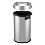 Homhougoâ€”65L Stainless Steel Open Top Trash Can 17gal Commercial Grade Heavy Duty Open Trash Can Outdoor Kitchen Family Trash Can