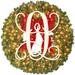 JWDX Wreath Clearance Pre Lit Initial Outdoor Christmas Wreaths Artificial Christmas Garland with Lights Personalized Christmas Wreaths for Front Door with Red Bows Q