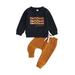 Huakaishijie Baby Halloween Outfits Letter Sweatshirt + Solid Color Pants Set