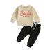 Karuedoo Long Sleeve Sweatshirt and Pants Set with Newborn Christmas Letter Print