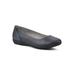 Wide Width Women's Cindy Casual Flat by Cliffs in Navy Burnished Smooth (Size 10 W)