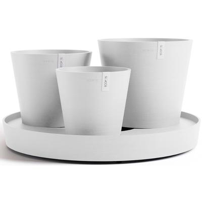 Blumentopf ECOPOTS "Dubai Weiß", weiß, B:56,5cm H:30,7cm T:56,5cm Ø:26,1cm, Kunststoff, Pflanzgefäße, für innen und außen: frostsicher, bruchsicher und lichtbeständig Image