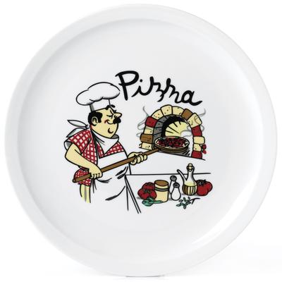 Pizzateller VAN WELL "Küchenchef", bunt, B:31,8cm H:8,5cm T:30,5cm Ø:30cm, Porzellan, Speiseteller, Porzellan, spülmaschinen- und mikrowellengeeignet, Ø 30 cm Image