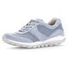 Keilsneaker GABOR ROLLINGSOFT, Damen, Gr. 41, blau (hellblau), Textil, Ziegenveloursleder, sportlich, Schuhe, Freizeitschuh, Halbschuh, Schnürschuh mit OPTIFIT-Wechselfußbett