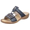 Pantolette RIEKER, Damen, Gr. 41, blau (dunkelblau), Leder, Lederimitat, kontrastfarbene Details, klassisch, Schuhe, Keilabsatz, Sommerschuh, Schlappen mit praktischem Klettverschluss