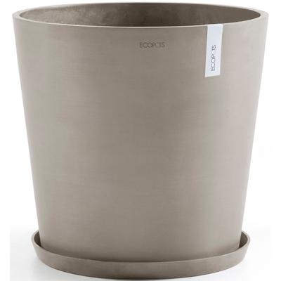 Blumentopf ECOPOTS "Amsterdam 50 + Wassersystem Taupe", grau (taupe), B:50cm H:44,3cm T:50cm Ø:46,7cm, Kunststoff, Pflan