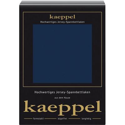 Spannbettlaken KAEPPEL "Single Jersey Mako Elasthan", blau (marine), B:140-160cm L:200cm, Jersey-Elasthan, Obermaterial: 97% Baumwolle, 3% Elasthan, Laken, aus 97% Baumwolle und 3% Elasthan Image
