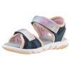Sandale SUPERFIT "PEBBLES WMS: mittel", Kinder, Gr. 32, bunt (blau, orange), Lederimitat, Polyester, Batikmuster, feminin, Schuhe, Sandalette mit süßem Glitzerverschluss, Größenschablone zum Download