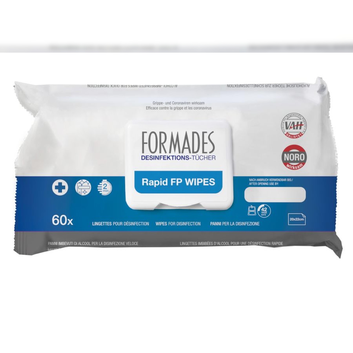 FORMADES Rapid FP Wipes - Desinfektionstücher - 9 x 60 Stück - 22 x 20 cm Image
