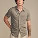 Lucky Brand Linen Short Sleeve Button Up Shirt - Men's Clothing Outerwear Shirt Jackets in Heather Grey, Size S