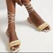 Anthropologie Shoes | Anthropologie Embellished Tie Up Sandals | Color: Cream/White | Size: 5.5