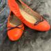 J. Crew Shoes | Jcrew Emma Ballet Flat Bright Orange With Blue Bow Euc | Color: Blue/Orange | Size: 6.5