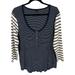 J. Crew Tops | J.Crew Navy Ivory Mixed Stripe Scoop Neck Knit Pullover Henley Top Women’s 2x | Color: Blue/White | Size: 2x