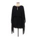 Express Casual Dress - Mini Keyhole Long sleeves: Black Solid Dresses - New - Women's Size Medium