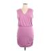 Nine West Casual Dress - DropWaist V Neck Sleeveless: Purple Solid Dresses - Women's Size X-Large