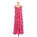 Ann Taylor LOFT Casual Dress - Midi Scoop Neck Sleeveless: Red Dresses - Women's Size X-Small