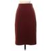 Ann Taylor Casual Midi Skirt Midi: Burgundy Solid Bottoms - Women's Size 2